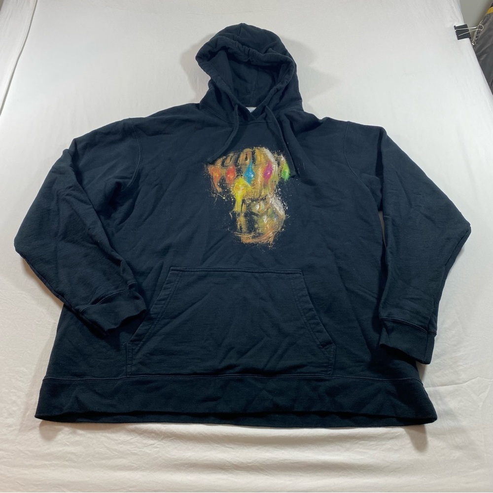Marvel Sweater Adult XL Infinity Gauntlet Stones Black Hoodie Sweatshirt Hooded